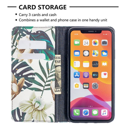 Colored Drawing Pattern Invisible Magnetic Horizontal Flip PU Leather Case with Holder & Card Slots & Wallet For iPhone 11 Pro(Red Leaves)-garmade.com