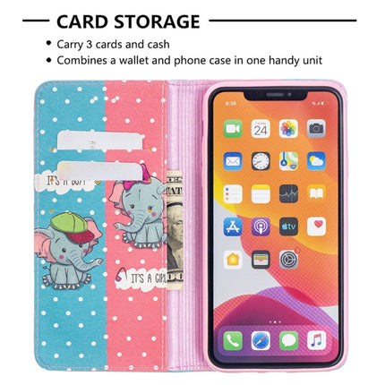 Colored Drawing Pattern Invisible Magnetic Horizontal Flip PU Leather Case with Holder & Card Slots & Wallet For iPhone 11 Pro(Elephant)-garmade.com