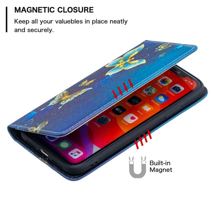 Colored Drawing Pattern Invisible Magnetic Horizontal Flip PU Leather Case with Holder & Card Slots & Wallet For iPhone 11(Two Butterflies)-garmade.com