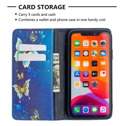 Colored Drawing Pattern Invisible Magnetic Horizontal Flip PU Leather Case with Holder & Card Slots & Wallet For iPhone 11(Two Butterflies)-garmade.com