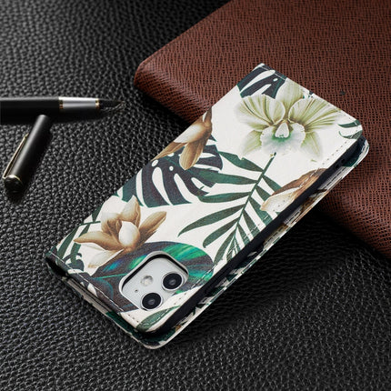 Colored Drawing Pattern Invisible Magnetic Horizontal Flip PU Leather Case with Holder & Card Slots & Wallet For iPhone 11(Red Leaves)-garmade.com