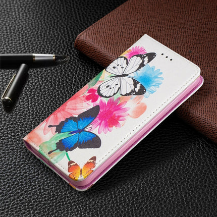 Colored Drawing Pattern Invisible Magnetic Horizontal Flip PU Leather Case with Holder & Card Slots & Wallet For iPhone 11 Pro Max(Two Butterflies)-garmade.com