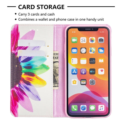 Colored Drawing Pattern Invisible Magnetic Horizontal Flip PU Leather Case with Holder & Card Slots & Wallet For iPhone 11 Pro Max(Sun Flower)-garmade.com