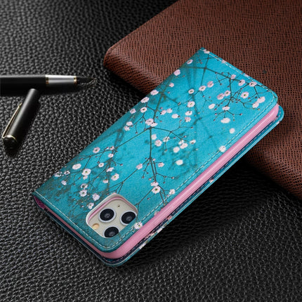 Colored Drawing Pattern Invisible Magnetic Horizontal Flip PU Leather Case with Holder & Card Slots & Wallet For iPhone 11 Pro Max(Plum Blossom)-garmade.com