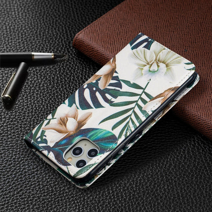 Colored Drawing Pattern Invisible Magnetic Horizontal Flip PU Leather Case with Holder & Card Slots & Wallet For iPhone 11 Pro Max(Red Leaves)-garmade.com