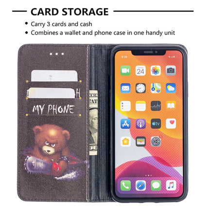 Colored Drawing Pattern Invisible Magnetic Horizontal Flip PU Leather Case with Holder & Card Slots & Wallet For iPhone 11 Pro Max(Bear)-garmade.com
