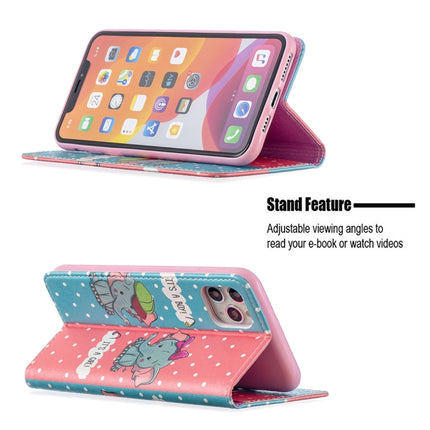 Colored Drawing Pattern Invisible Magnetic Horizontal Flip PU Leather Case with Holder & Card Slots & Wallet For iPhone 11 Pro Max(Elephant)-garmade.com