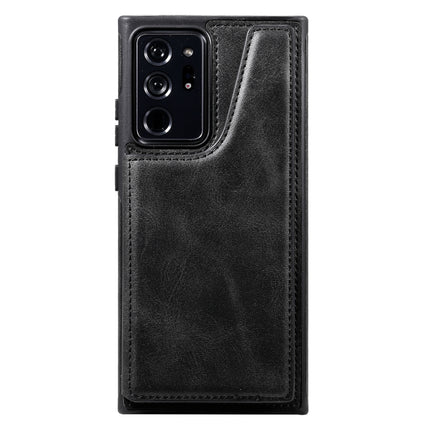 Shockproof Calf Texture Protective Case with Holder & Card Slots & Frame For Samsung Galaxy Note20 Ultra(Black)-garmade.com