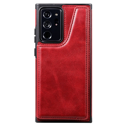 Shockproof Calf Texture Protective Case with Holder & Card Slots & Frame For Samsung Galaxy Note20 Ultra(Red)-garmade.com
