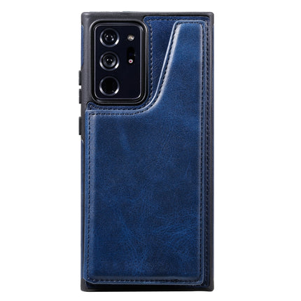 Shockproof Calf Texture Protective Case with Holder & Card Slots & Frame For Samsung Galaxy Note20 Ultra(Blue)-garmade.com