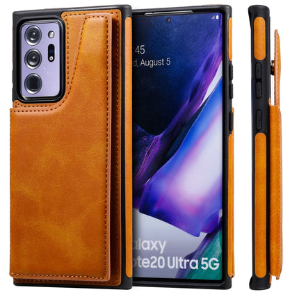 Shockproof Calf Texture Protective Case with Holder & Card Slots & Frame For Samsung Galaxy Note20 Ultra(Brown)-garmade.com