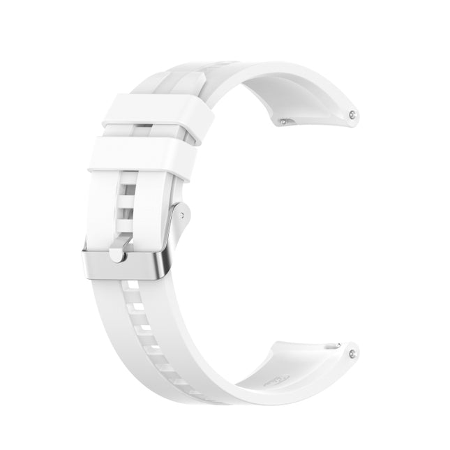 For Xiaomi Watch Color Sport Silicone Replacement Strap Watchband with Silver Steel Buckle(White)-garmade.com