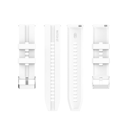 For Xiaomi Watch Color Sport Silicone Replacement Strap Watchband with Silver Steel Buckle(White)-garmade.com