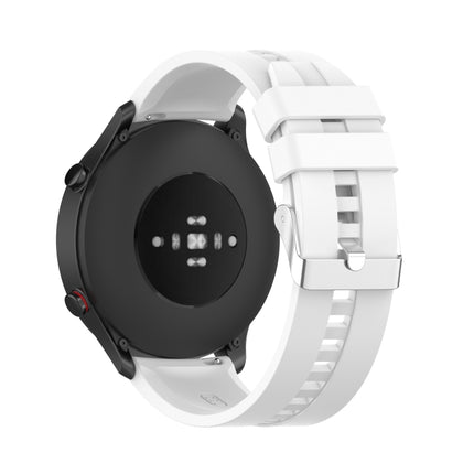 For Xiaomi Watch Color Sport Silicone Replacement Strap Watchband with Silver Steel Buckle(White)-garmade.com