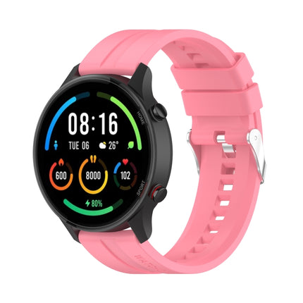For Xiaomi Watch Color Sport Silicone Replacement Strap Watchband with Silver Steel Buckle(Pink)-garmade.com