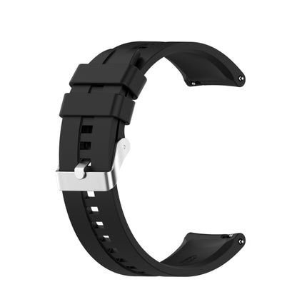 For Xiaomi Watch Color Sport Silicone Replacement Strap Watchband with Silver Steel Buckle(Black)-garmade.com