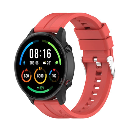 For Xiaomi Watch Color Sport Silicone Replacement Strap Watchband with Silver Steel Buckle(Red)-garmade.com