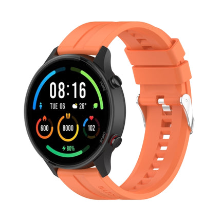 For Xiaomi Watch Color Sport Silicone Replacement Strap Watchband with Silver Steel Buckle(Vibrant Orange)-garmade.com