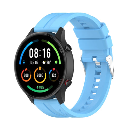 For Xiaomi Watch Color Sport Silicone Replacement Strap Watchband with Silver Steel Buckle(Sky Blue)-garmade.com
