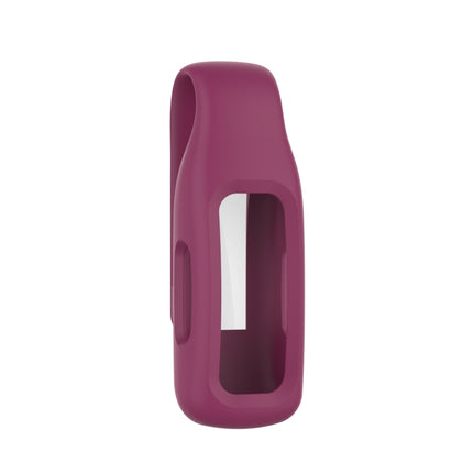 For Fitbit Inspire 2 Steel Sheet Silicone Protective Clip Case Cover(Wine Red)-garmade.com