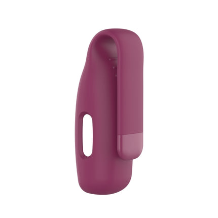 For Fitbit Inspire 2 Steel Sheet Silicone Protective Clip Case Cover(Wine Red)-garmade.com