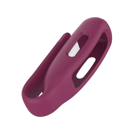 For Fitbit Inspire 2 Steel Sheet Silicone Protective Clip Case Cover(Wine Red)-garmade.com