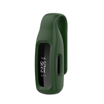For Fitbit Inspire 2 Steel Sheet Silicone Protective Clip Case Cover(Army Green)-garmade.com