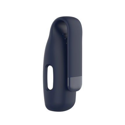 For Fitbit Inspire 2 Steel Sheet Silicone Protective Clip Case Cover(Midnight Blue)-garmade.com