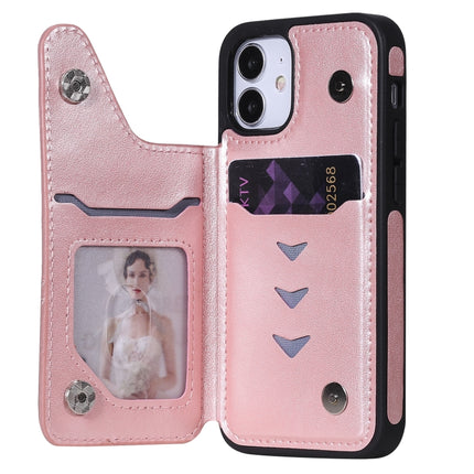 Butterfly Embossing Pattern Shockproof Protective Case with Holder & Card Slots & Photo Frame(Rose Gold)-garmade.com