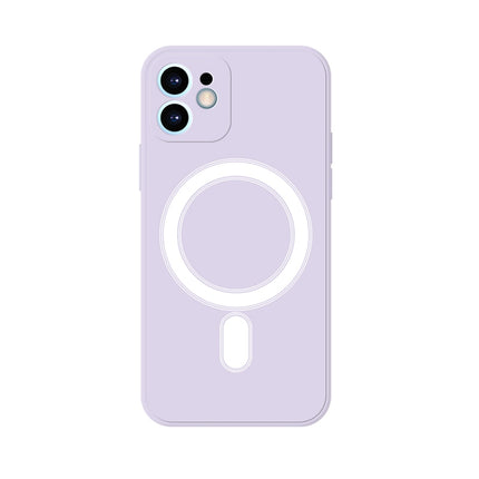 Silicone Full Coverage Shockproof Magsafe Case For iPhone 12 mini(Light Purple)-garmade.com
