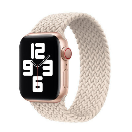 Nylon Single-turn Braided Watch Band For Apple Watch Series 9&8&7 41mm / SE 3&SE 2&6&SE&5&4 40mm / 3&2&1 38mm, Length:S 130mm (Starlight)-garmade.com