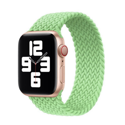 Nylon Single-turn Braided Watch Band For Apple Watch Ultra 49mm&Watch Ultra 2 49mm / Series 9&8&7 45mm / SE 3&SE 2&6&SE&5&4 44mm / 3&2&1 42mm, Length:S 138mm (Pistachio Green)-garmade.com