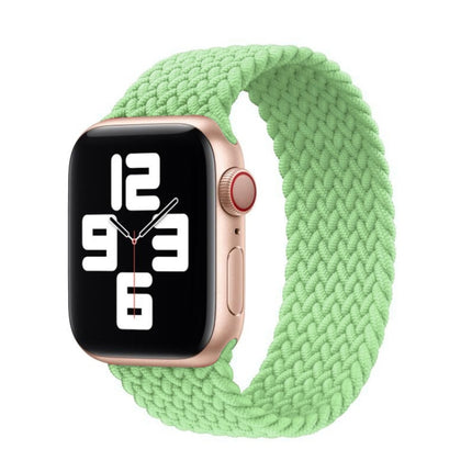 Nylon Single-turn Braided Watch Band For Apple Watch Ultra 49mm&Watch Ultra 2 49mm / Series 9&8&7 45mm / SE 3&SE 2&6&SE&5&4 44mm / 3&2&1 42mm, Length:M 155mm (Pistachio Green)-garmade.com