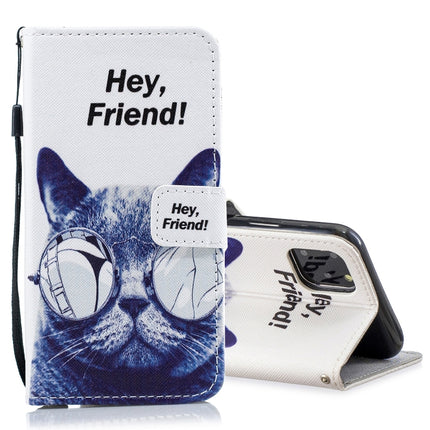 Horizontal Flip Leather Case with Holder & Card Slots & Wallet For iPhone 12 / 12 Pro(Cool Cat)-garmade.com