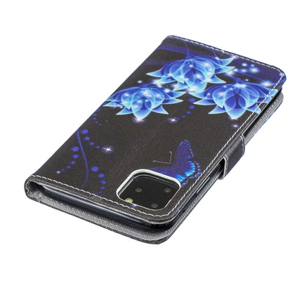 Horizontal Flip Leather Case with Holder & Card Slots & Wallet For iPhone 12 / 12 Pro(Blue Folwer)-garmade.com