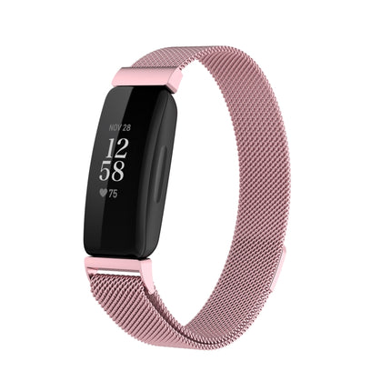 For Fitbit Inspire 2 Milanese Replacement Wrist Strap Watchband, Size:L(Rose Pink)-garmade.com