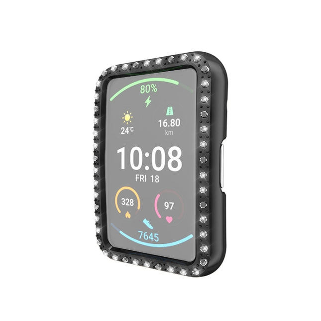 For Huawei Watch Fit Single Row Diamond PC Protective Case Cover(Black)-garmade.com