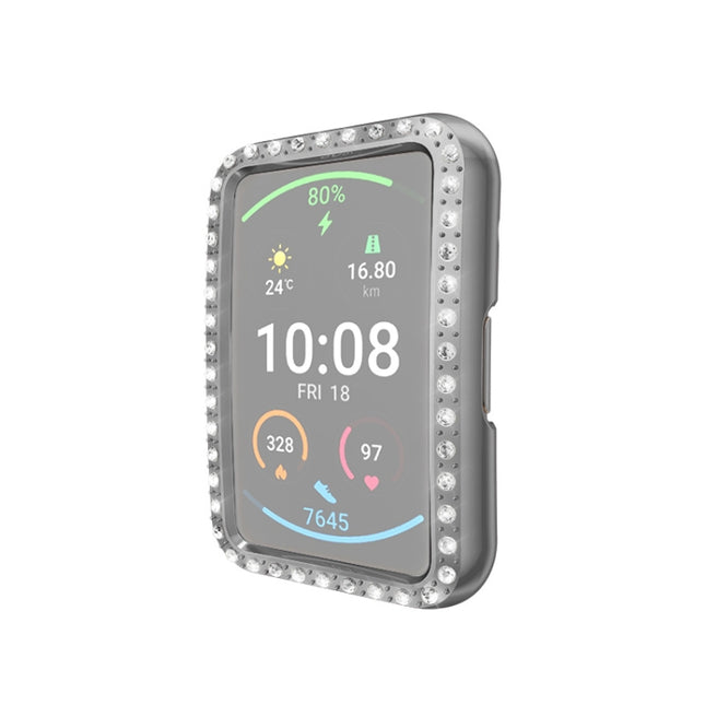 For Huawei Watch Fit Single Row Diamond PC Protective Case Cover(Grey)-garmade.com