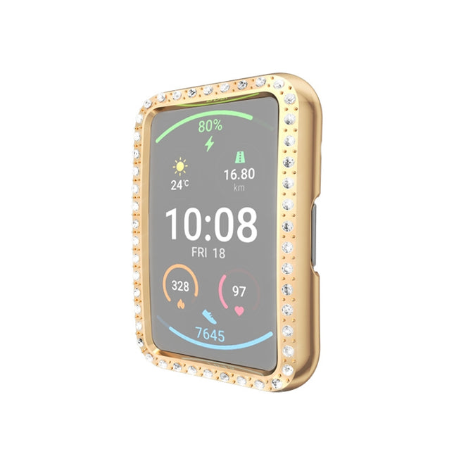 For Huawei Watch Fit Single Row Diamond PC Protective Case Cover(Rose Gold)-garmade.com