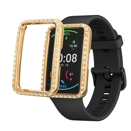 For Huawei Watch Fit Single Row Diamond PC Protective Case Cover(Gold)-garmade.com