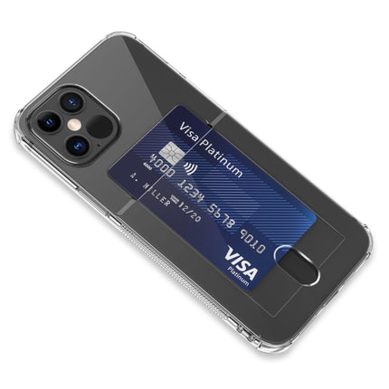 TPU Transparent Protective Case with Card Slots For iPhone 12(Blue)-garmade.com