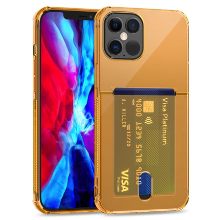 TPU Transparent Protective Case with Card Slots For iPhone 12(Yellow)-garmade.com