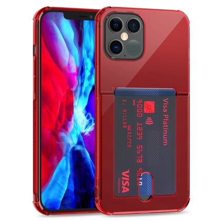 TPU Transparent Protective Case with Card Slots For iPhone 12 Mini(Red)-garmade.com