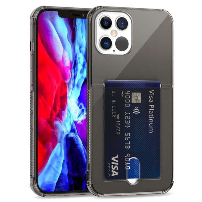 TPU Transparent Protective Case with Card Slots For iPhone 12 Mini(Black)-garmade.com