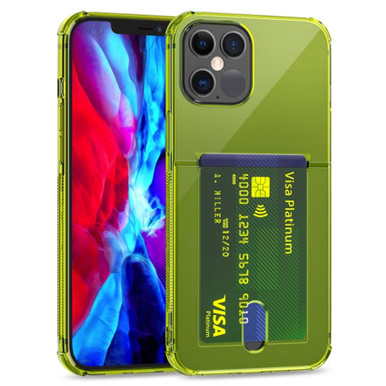 TPU Transparent Protective Case with Card Slots For iPhone 12 Pro(Green)-garmade.com