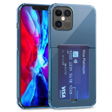 TPU Transparent Protective Case with Card Slots For iPhone 12 Pro(Blue)-garmade.com