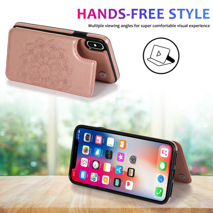 Double Buckle Mandala Pattern PU+TPU Protective Case with Card Slots & Holder & Photo Frame For iPhone X / XS(Rose Gold)-garmade.com