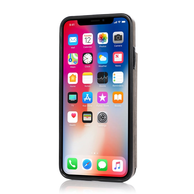 Double Buckle Mandala Pattern PU+TPU Protective Case with Card Slots & Holder & Photo Frame For iPhone XS Max(Grey)-garmade.com