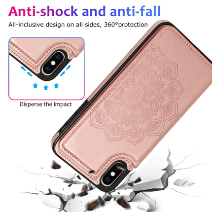 Double Buckle Mandala Pattern PU+TPU Protective Case with Card Slots & Holder & Photo Frame For iPhone XS Max(Rose Gold)-garmade.com