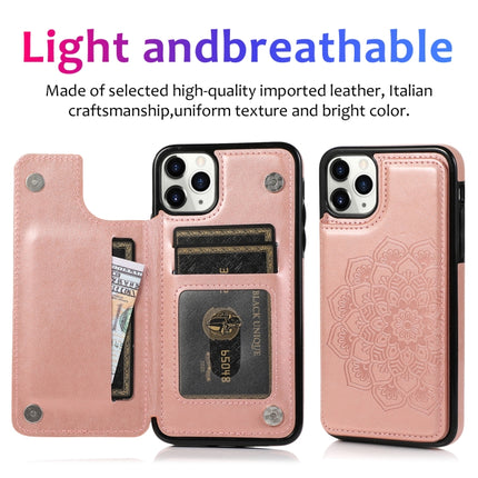Double Buckle Mandala Pattern PU+TPU Protective Case with Card Slots & Holder & Photo Frame For iPhone 11(Rose Gold)-garmade.com